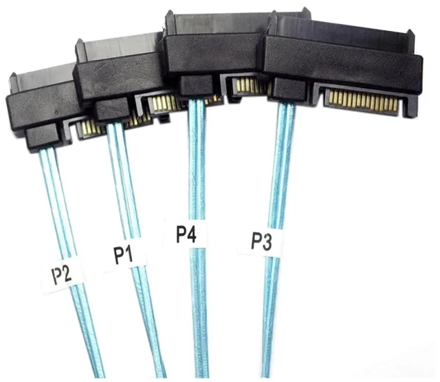 Alt view image 3 of 5 - 1M 4 S/AS Hard Drives 36Pin SFF-8087 to 4 S/AS 29Pin SFF-8482 Connectors with 15 Pin SATA Power Splitter Hard Drive Cord(1M)