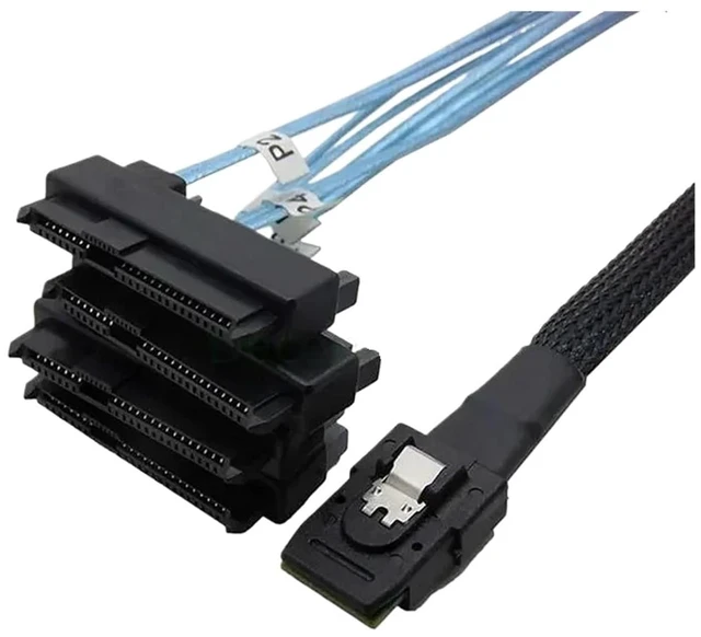 Alt view image 4 of 5 - 1M 4 S/AS Hard Drives 36Pin SFF-8087 to 4 S/AS 29Pin SFF-8482 Connectors with 15 Pin SATA Power Splitter Hard Drive Cord(1M)
