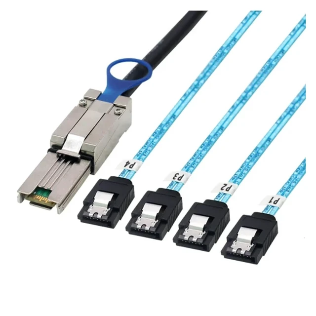 Alt view image 4 of 6 - S/AS 3.0 S/AS 26Pin SFF-8088 Male to 4 SATA 7Pin Female Hard Disk Splitter Adapter Data Cord, 8088 to 4 SATA Cord 1m 2m(2m)