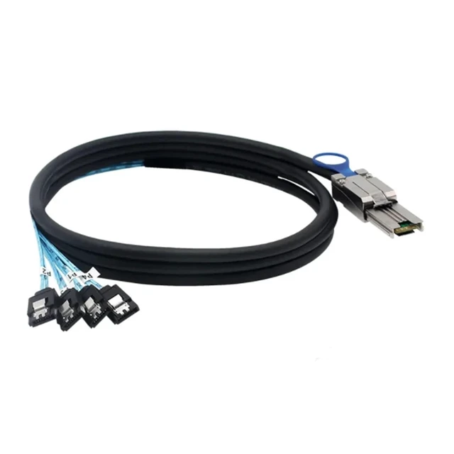 Alt view image 5 of 6 - S/AS 3.0 S/AS 26Pin SFF-8088 Male to 4 SATA 7Pin Female Hard Disk Splitter Adapter Data Cord, 8088 to 4 SATA Cord 1m 2m(2m)