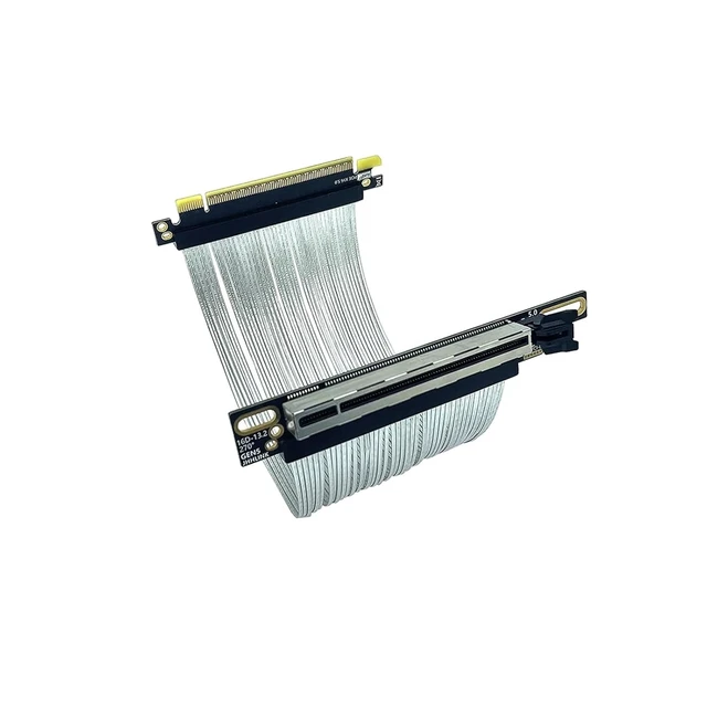 Alt view image 2 of 6 - PCI-E 5.0 X16 Graphics Card Extension Cable Silver Plated Cable GEN5 64GBS 270° GPU Extension Cable for 217e H/1 Chassis(25cm)