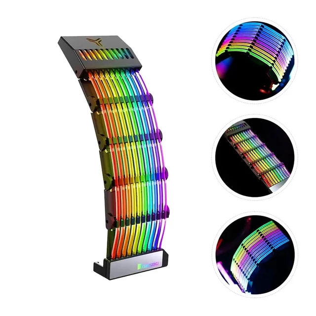 Alt view image 2 of 5 - RGB Extension Power Supply Cable Neon Wire ATX RGB Cable Pc Hardware Computer Peripherals Argb Sync Gpu Light 24Pin Sleeved