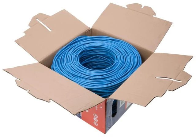 Main image of 1000FT Cat5e Plenum Ethernet Cable (CMP), 24AWG Solid CCA (Copper Clad Aluminum), 350MHz, UTP Network LAN Wire (Unshielded, Blue)