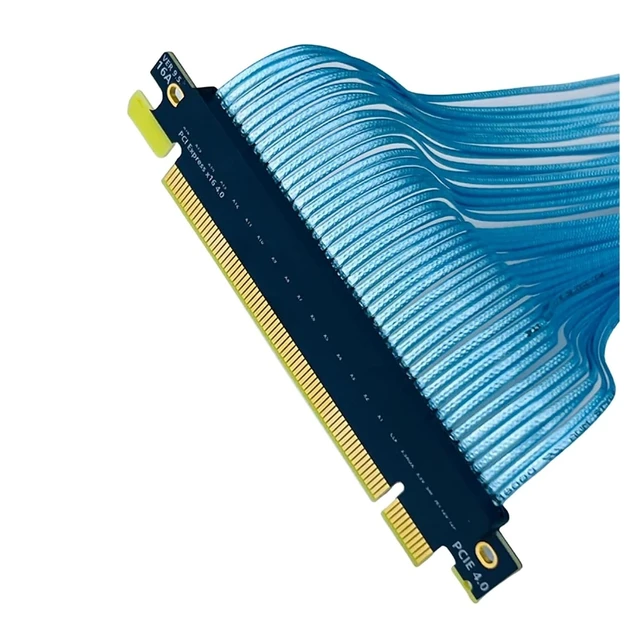 Alt view image 4 of 6 - 5U Silver-Plated PCI-E 4.0 X16 High Speed Graphics Card Extension Cable GPU Riser Gen4 Single Individual Wire Harness Blue(20cm)