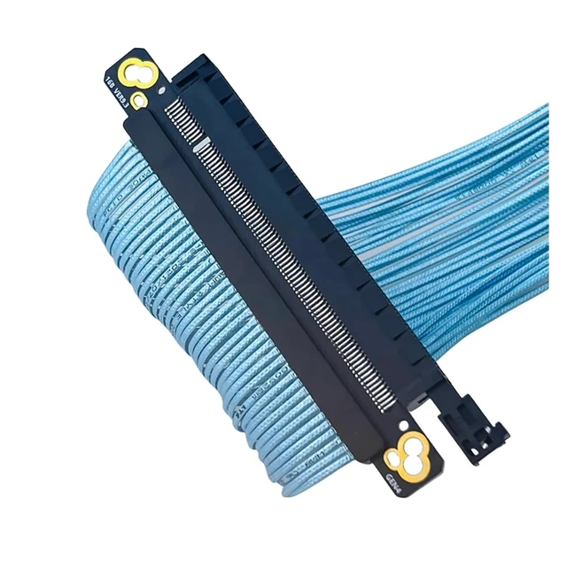 Alt view image 5 of 6 - 5U Silver-Plated PCI-E 4.0 X16 High Speed Graphics Card Extension Cable GPU Riser Gen4 Single Individual Wire Harness Blue(20cm)
