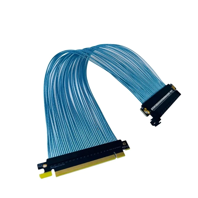 Alt view image 3 of 6 - 5U Silver-Plated PCI-E 4.0 X16 High Speed Graphics Card Extension Cable GPU Riser Gen4 Single Individual Wire Harness Blue(20cm)