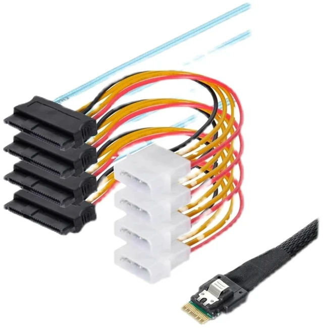 Main image of Built-in Slim S/AS 4.0 38P SFF-8654 to 4 S/AS 29Pin SFF-8482 Computer Server Array Disk SATA Cable Hard Data Conversion Cable(1m,4X to 4-SAS)