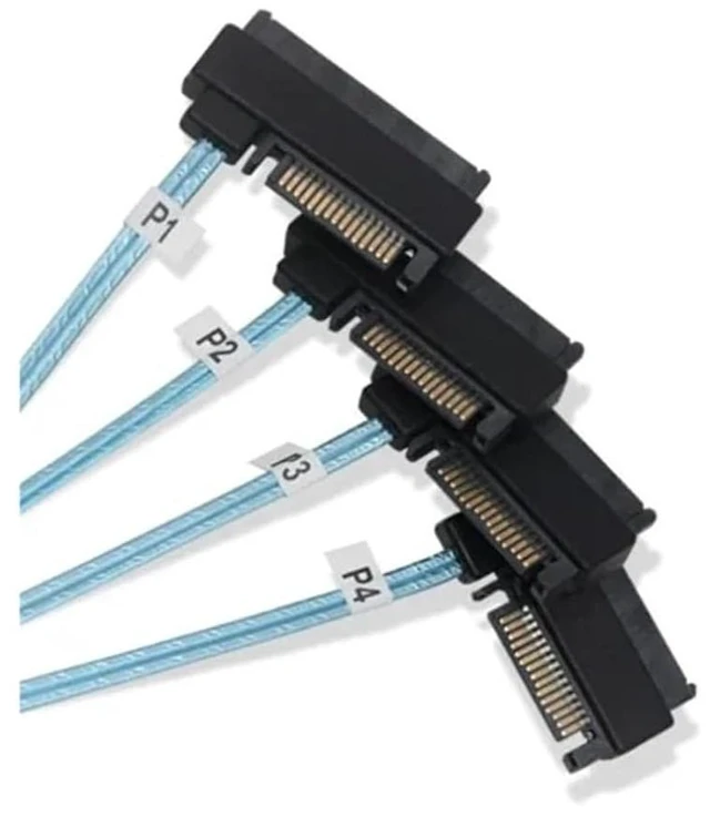 Alt view image 3 of 4 - Built-in Slim S/AS 4.0 38P SFF-8654 to 4 S/AS 29Pin SFF-8482 Computer Server Array Disk SATA Cable Hard Data Conversion Cable(0.5m,4X to 4-SATA)
