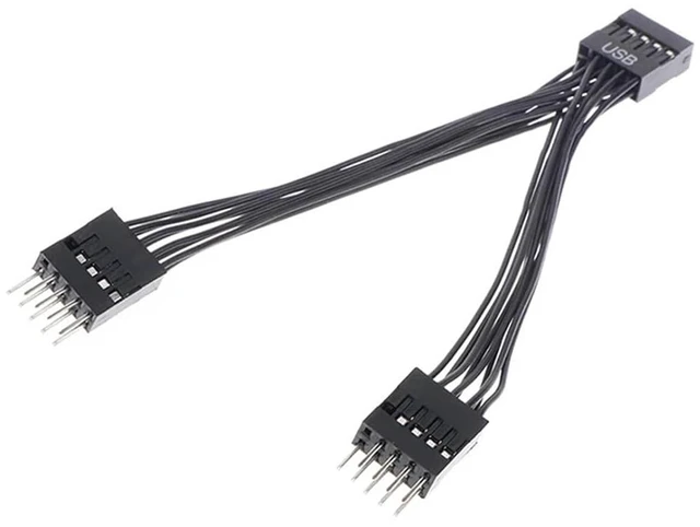 Main image of Computer Motherboard USB Extension Cable 9 Pin 1 Female to 2 Male Y Splitter