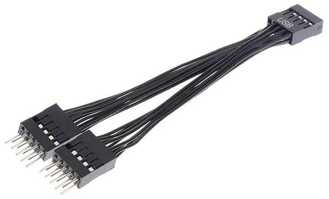 Alt view image 2 of 6 - Computer Motherboard USB Extension Cable 9 Pin 1 Female to 2 Male Y Splitter