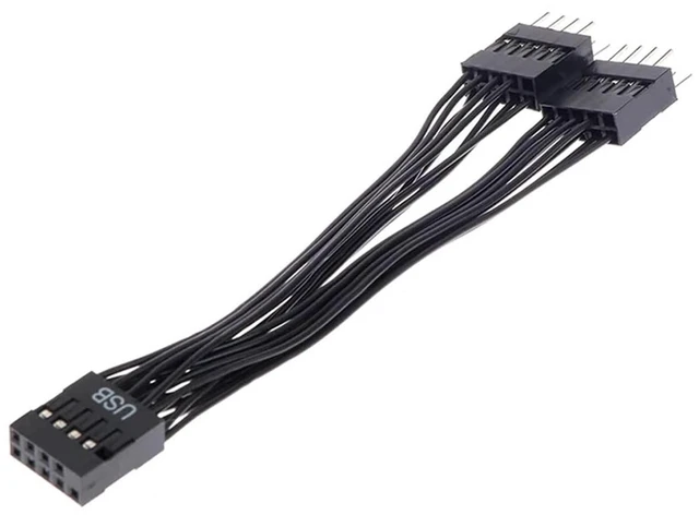 Alt view image 3 of 6 - Computer Motherboard USB Extension Cable 9 Pin 1 Female to 2 Male Y Splitter
