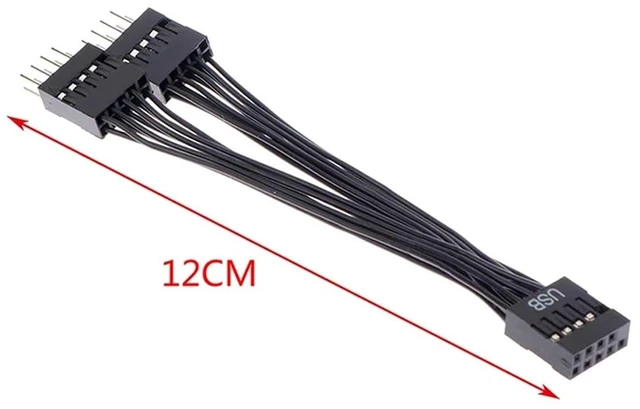 Alt view image 4 of 6 - Computer Motherboard USB Extension Cable 9 Pin 1 Female to 2 Male Y Splitter