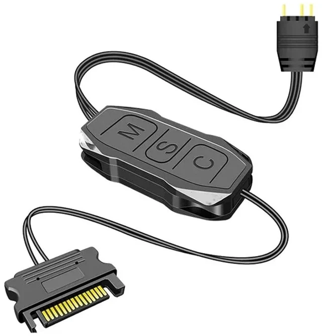 Main image of Divine Light Sync Controller SATA Power Port 5V 3-pin Water-Cooling Fan Light Adapter(Black)