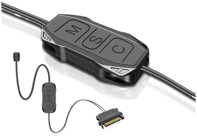 Alt view image 2 of 4 - Divine Light Sync Controller SATA Power Port 5V 3-pin Water-Cooling Fan Light Adapter(Black)