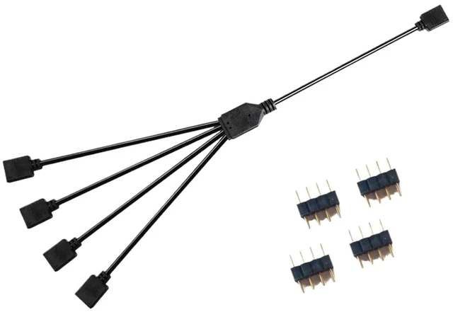 Main image of 12V 4PIN Sync Motherboard Cable 5V 3Pin ARGB 1 to 2/3/4/5 Ways Extension Line(12V 1 to 4)