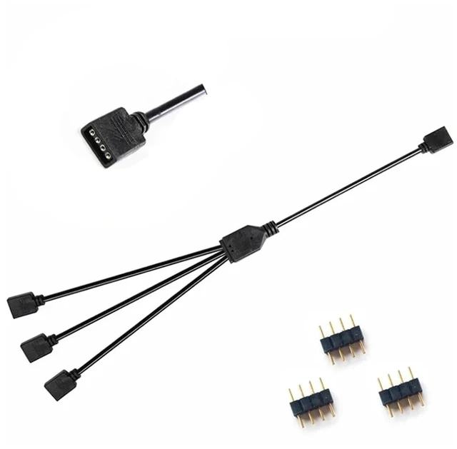 Main image of 12V 4PIN Sync Motherboard Cable 5V 3Pin ARGB 1 to 2/3/4/5 Ways Extension Line(12V 1 to 3)