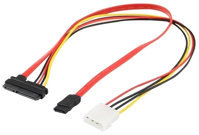 Alt view image 2 of 6 - Female 7+15 Pin Data Cable and Power to SATA 7Pin+4 Pin Serial ATA Cable Power Adapter 30cm 50cm(0.29m)