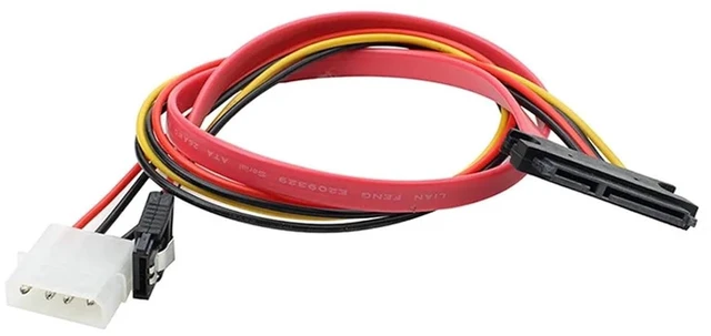 Alt view image 5 of 6 - Female 7+15 Pin Data Cable and Power to SATA 7Pin+4 Pin Serial ATA Cable Power Adapter 30cm 50cm(0.29m)