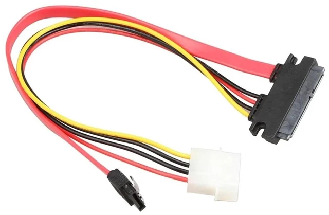 Alt view image 6 of 6 - Female 7+15 Pin Data Cable and Power to SATA 7Pin+4 Pin Serial ATA Cable Power Adapter 30cm 50cm(0.29m)