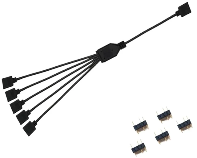 Alt view image 4 of 5 - 12V 4PIN Sync Motherboard Cable 5V 3Pin ARGB 1 to 2/3/4/5 Ways Extension Line(12V 1 to 4)