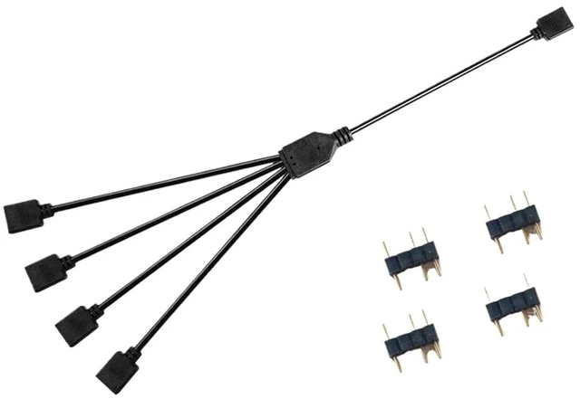 Main image of 12V 4PIN Sync Motherboard Cable 5V 3Pin ARGB 1 to 2/3/4/5 Ways Extension Line(5V 1 to 4)