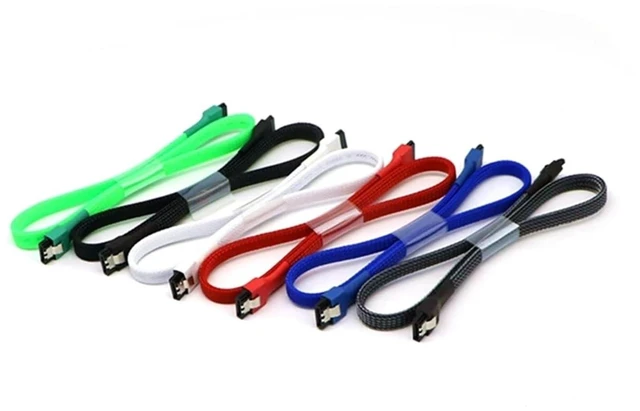 Alt view image 2 of 3 - 20pcs/Lot Red, Black, Blue, Green Sleeved SATA III 6Gbps 7Pin Straight to Straight Cable.(60cm,White-Sleeved)