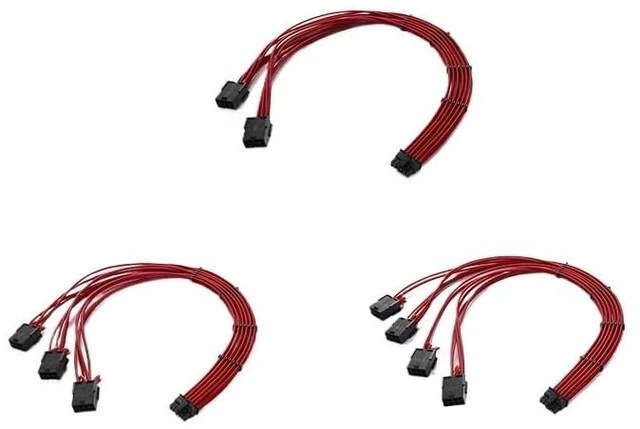 Main image of PCI-e 5.0 Extender Cord, 12VHPWR 16AWG Extension Cable for GPU 4090/4080 / 4070s / 4070ti / 3090ti, Multi Color(3x8pin,Black-red)
