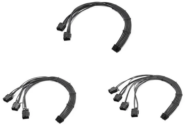 Main image of PCI-e 5.0 Extender Cord, 12VHPWR 16AWG Extension Cable for GPU 4090/4080 / 4070s / 4070ti / 3090ti, Multi Color(4x8pin,Black-Black)