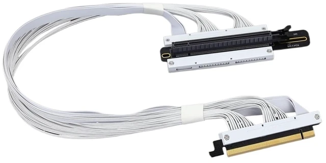 Alt view image 3 of 6 - PCIe4.0 Riser Cable GEN4 for GPU Ai Server SMA/*rt Installation High Density Full Connecting Wiring(0.38m,Straight White)