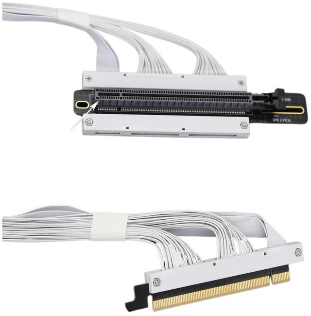 Alt view image 6 of 6 - PCIe4.0 Riser Cable GEN4 for GPU Ai Server SMA/*rt Installation High Density Full Connecting Wiring(0.38m,Straight White)