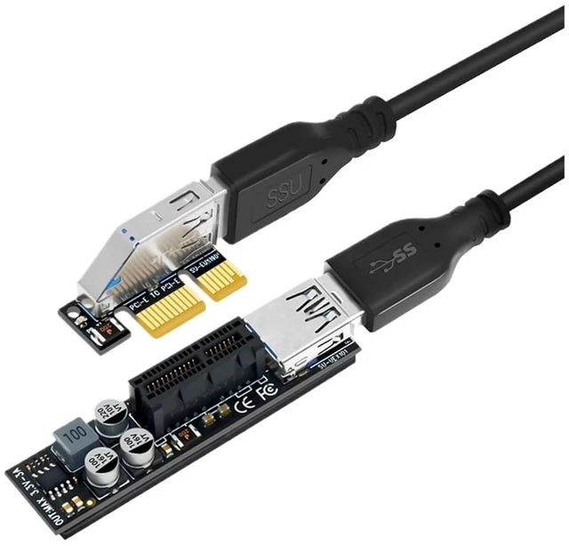 Main image of Riser Cable Full Speed USB 3.0 PCI Express X1 to X1 Extension Cable Adapter Card Converter with Power Module for Desktop PC(30cm)