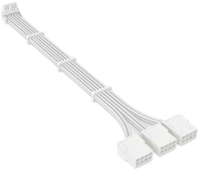 Alt view image 2 of 6 - 90 Degree 12+4Pin 12VHPWR to 3pcs PCi-E GPU 8Pin Graphics Video Card PCIE 5.0 3090Ti 4090 4080 PSU Adapter Extension Cable(4 8P White TypeB)