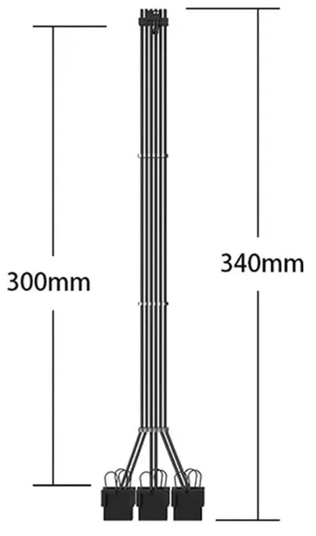 Alt view image 5 of 6 - 90 Degree 12+4Pin 12VHPWR to 3pcs PCi-E GPU 8Pin Graphics Video Card PCIE 5.0 3090Ti 4090 4080 PSU Adapter Extension Cable(4 8P White TypeB)