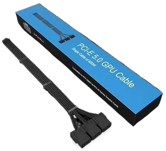 Alt view image 6 of 6 - 90 Degree 12+4Pin 12VHPWR to 3pcs PCi-E GPU 8Pin Graphics Video Card PCIE 5.0 3090Ti 4090 4080 PSU Adapter Extension Cable(4 8P White TypeB)
