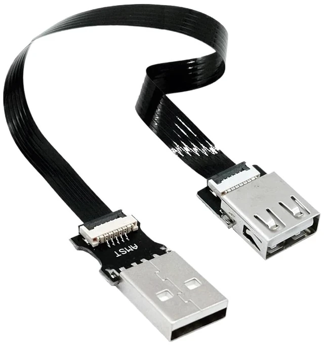 Main image of Ultra Thin USB 2.0 High-Speed Male to Female Elbow Computer Extension Right Angle 90 Degree Vehicle Flat Data Connection Cable(1M,AMST-AF)