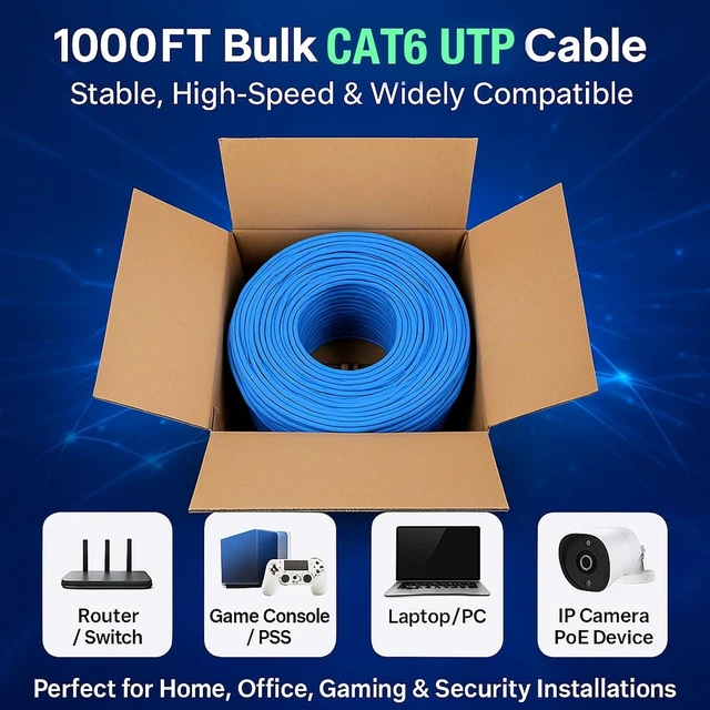 Alt view image 7 of 7 - HAVIK Cat6 Ethernet Cable 1000ft
