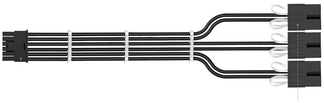 Alt view image 4 of 5 - 340mm 16(12+4) Pin Male to 3x8(6+2) Pin Female Sleeved PCI-e 5.0 Extension Cable for GPU 3090Ti 4070Ti 4080 4090(12and4to4X8P-Wh)