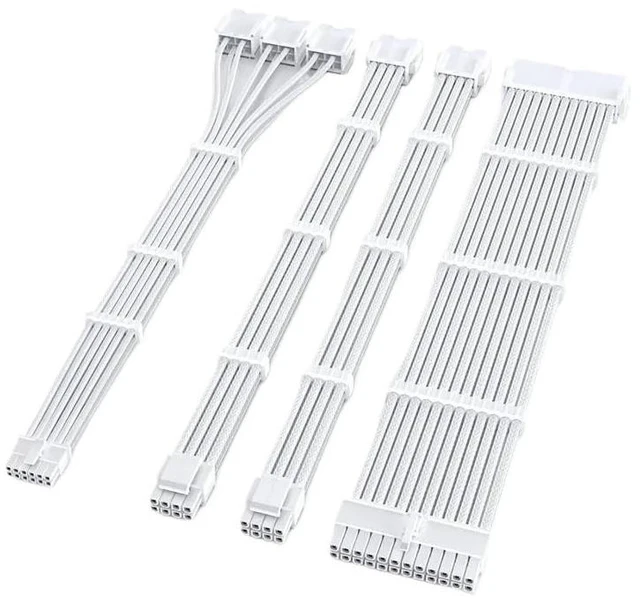 Main image of 12VHPWR Cable Extension Kit Full MB 24Pin ATX CPU EPS 8Pin 4+4-Pin 16Pin to 3x8Pin GPU Cable with fr;/ee Cable Combs(White)