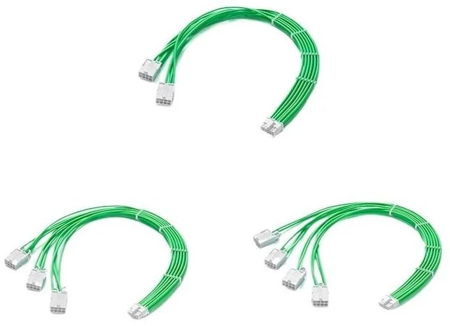 Main image of PCI-e 5.0 Extender Cord, 12VHPWR 16AWG Extension Cable for GPU 4090/4080 / 4070s / 4070ti / 3090ti, Multi Color(3x8pin,White-Green)