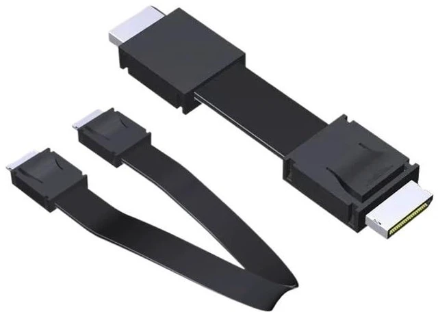 Alt view image 2 of 4 - PCI-E 4.0 x4 SFF-8611 Male to Male Oculink Wire FFC Extension Cable for External GPU Dock Video Card PC Server OCuLink 25cm 50cm(50cm,F9912)