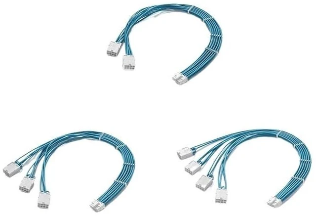 Main image of PCI-e 5.0 Extender Cord, 12VHPWR 16AWG Extension Cable for GPU 4090/4080 / 4070s / 4070ti / 3090ti, Multi Color(4x8pin,White-Sky Blue)