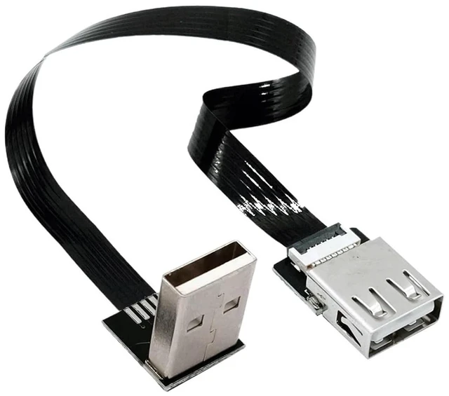 Main image of Ultra Thin USB 2.0 High-Speed Male to Female Elbow Computer Extension Right Angle 90 Degree Vehicle Flat Data Connection Cable(80CM,AMUP-AF)