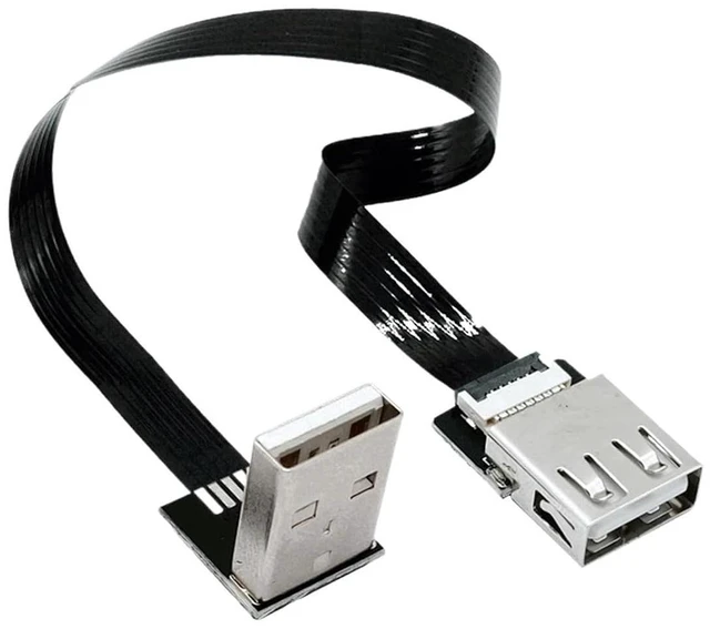 Alt view image 5 of 5 - Ultra Thin USB 2.0 High-Speed Male to Female Elbow Computer Extension Right Angle 90 Degree Vehicle Flat Data Connection Cable(80CM,AMRI-AF)