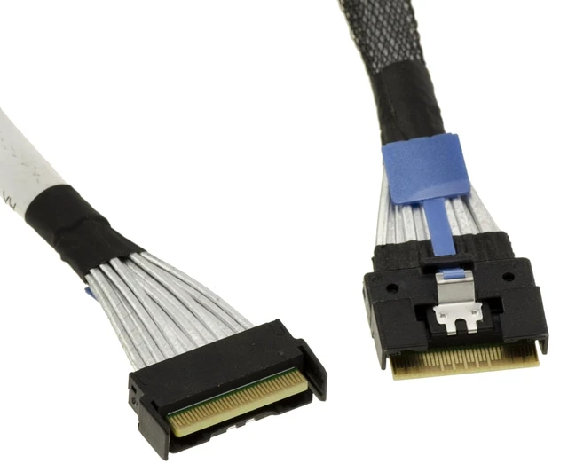 Alt view image 2 of 4 - Kalea-INFORMATIQUE Cable MCIO 8i 74 Pin PCIe 5.0 to Slim SAS SFF-8654 8i 74 Pin PCIe 4.0 Length 1m