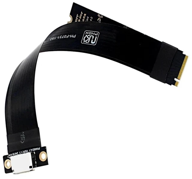 Alt view image 2 of 5 - M.2 NVME to Oculink 4i Extension Cable for SSD Graphics Card M2 M Key to SFF-8612 Adapter PCIe 4.0 Gen4 Cable for Desktop(15cm)