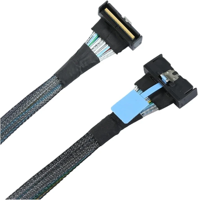 Main image of 0.5M PCI-E 5.0 MI NI Cool Edge MCIO PCI-E MCIO 74Pin Male to Slimline S*A*S 90-Degree MCIO 8i 74Pin Male Extender Angled Cable