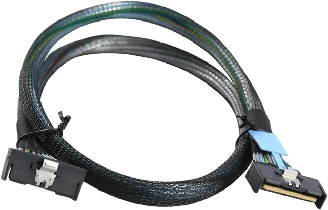 Alt view image 4 of 6 - 0.5M PCI-E 5.0 MI NI Cool Edge MCIO PCI-E MCIO 74Pin Male to Slimline S*A*S 90-Degree MCIO 8i 74Pin Male Extender Angled Cable