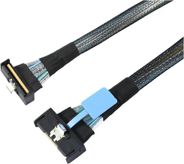 Alt view image 5 of 6 - 0.5M PCI-E 5.0 MI NI Cool Edge MCIO PCI-E MCIO 74Pin Male to Slimline S*A*S 90-Degree MCIO 8i 74Pin Male Extender Angled Cable