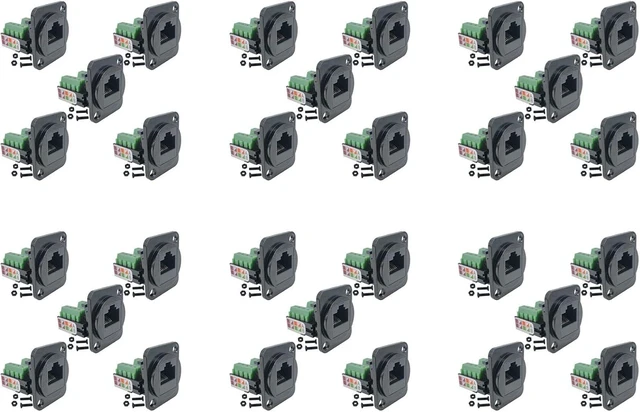 Main image of 30PCS RJ45 Female Panel Mount Terminal Adapter, D-Type RJ45 8P8C Female to 8pin Terminal