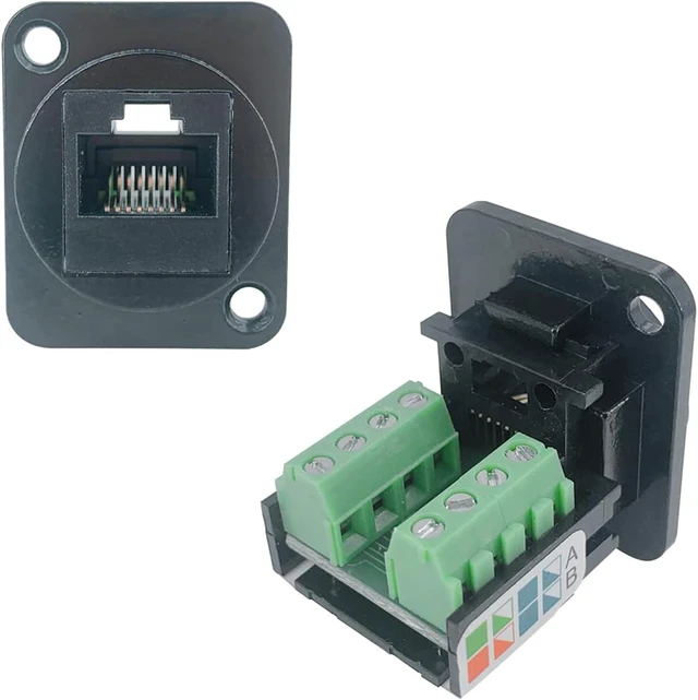 Alt view image 6 of 7 - 30PCS RJ45 Female Panel Mount Terminal Adapter, D-Type RJ45 8P8C Female to 8pin Terminal
